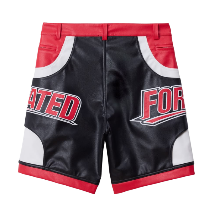 fs red leather short