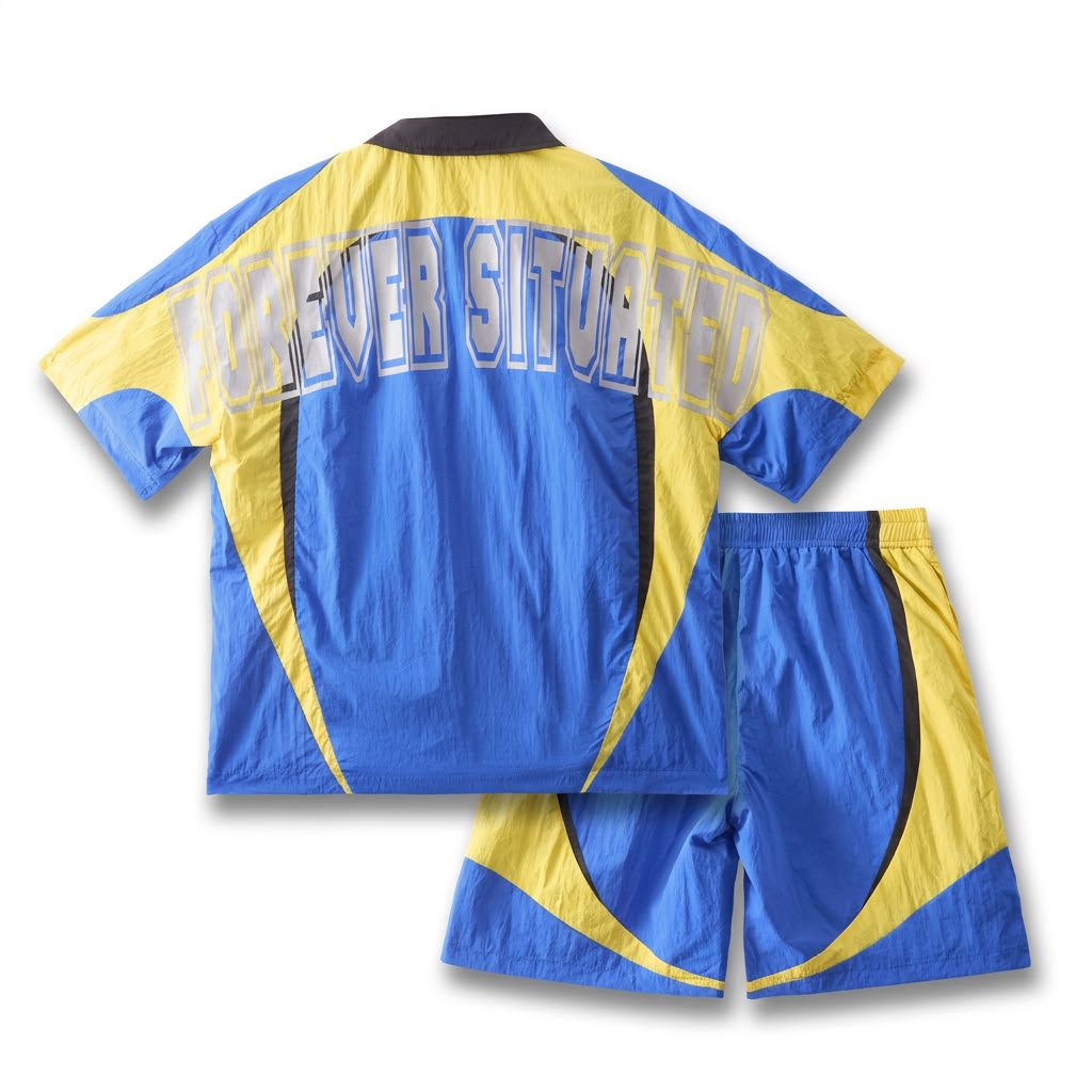 situated blue nylon reflective set